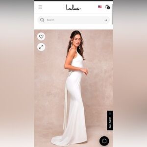 Bridal dress , maxi dress, White Bow Square Neck Backless Maxi Dress